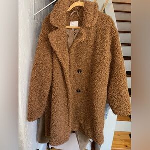 Brown Pea Coat - Fluffy XL